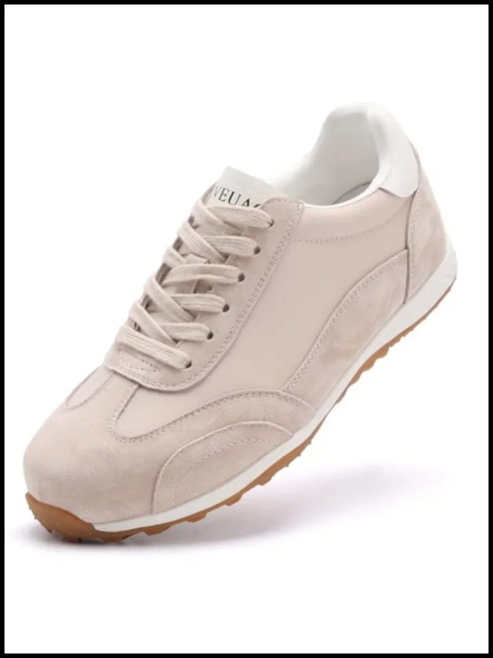 Retro Lace-Up Fashion Sneakers with Suede Leather Patchwork, Non-Slip Gum Sole